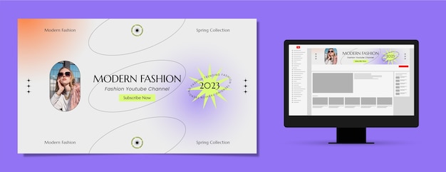 Vettore gratuito collezione moda design piatto canale youtube art