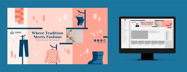 flat design fashion collection youtube channel art