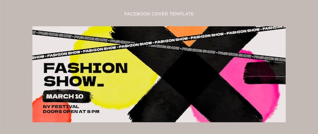 Vettore gratuito modello di copertina facebook per sfilata di moda design piatto