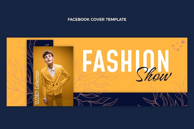 Free vector flat design fashion show facebook cover template