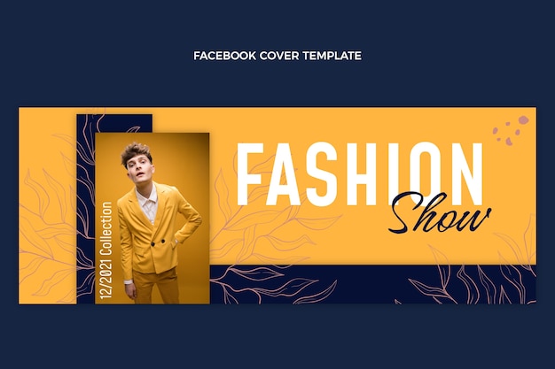 Flat design fashion show facebook cover template