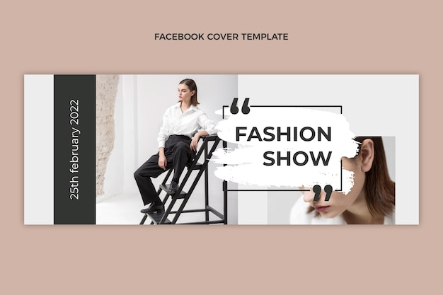 Vettore gratuito modello di copertina facebook per sfilata di moda design piatto