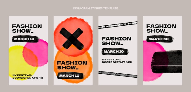 Modello di storie di instagram di sfilata di moda di design piatto