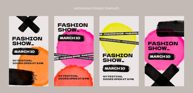 Flat design fashion show instagram stories template