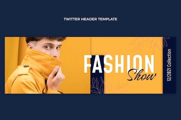 Flat design fashion show twitter header template