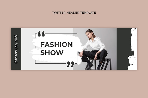 Flat design fashion show twitter header template