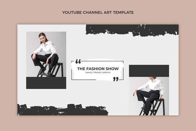 Flat design fashion show youtube channel art template