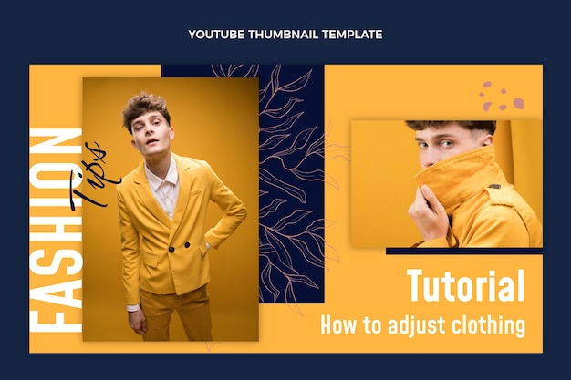 Vettore gratuito modello di anteprima di youtube per sfilata di moda di design piatto