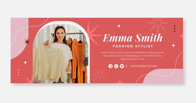 Flat design fashion stylist facebook cover