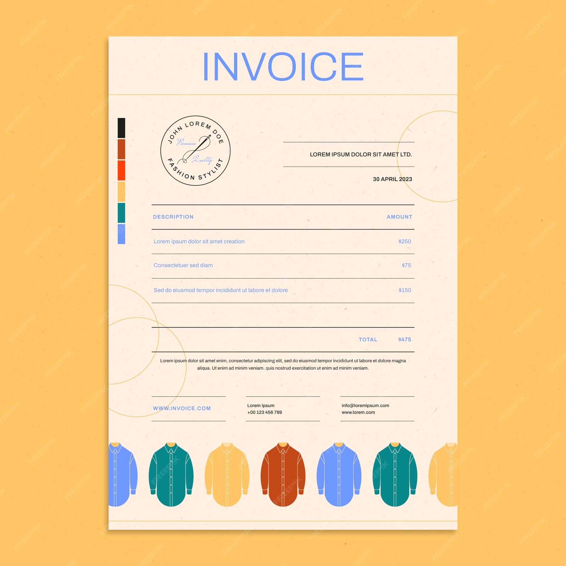 Free Vector Flat design fashion stylist invoice template
