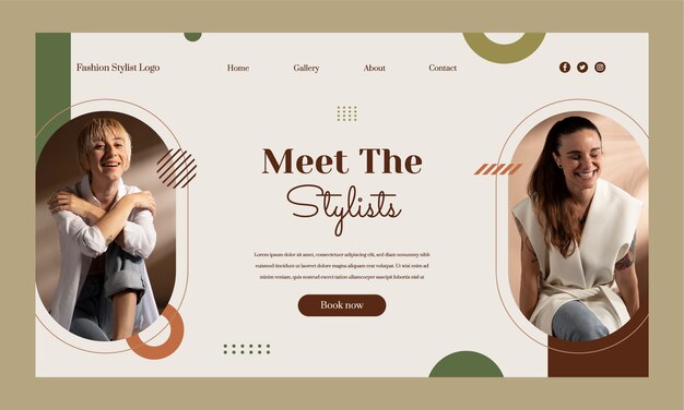 Flat design fashion stylist landing page