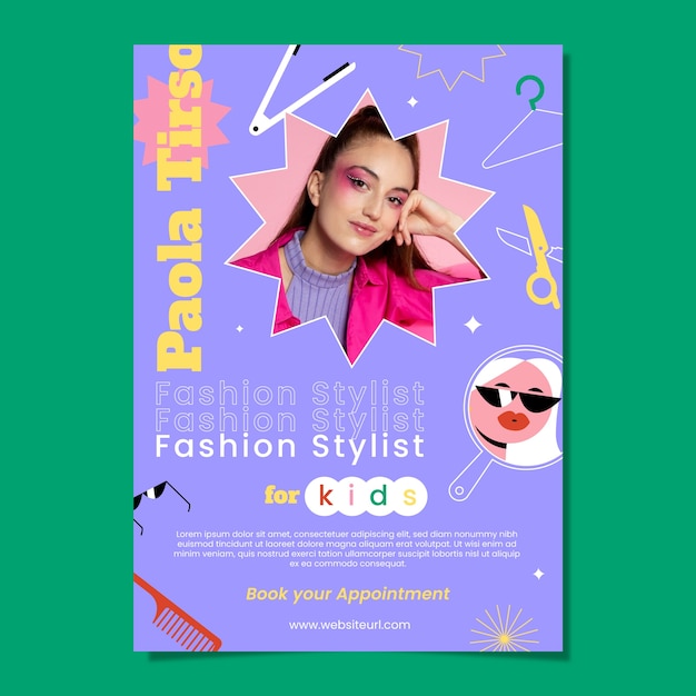 Flat design fashion stylist poster