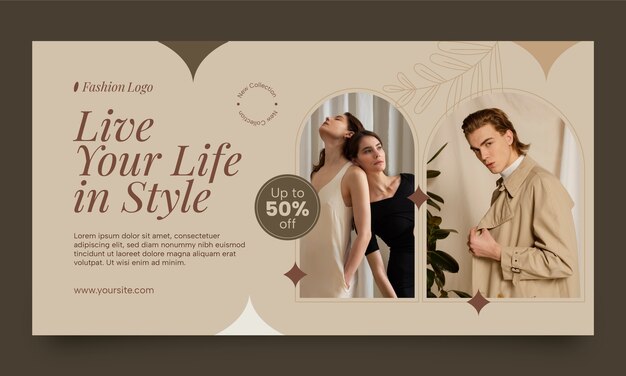 flat design fashion trends  facebook template