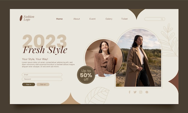 Flat design fashion trends  landing page