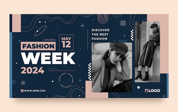 Flat design fashion week  facebook post template