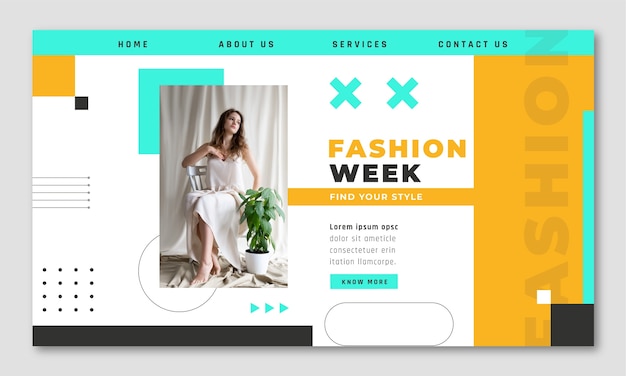 Flat design fashion week  landing page