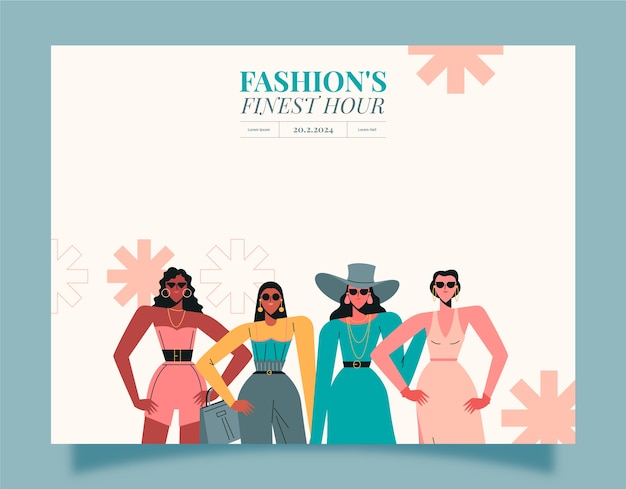 Modello di fotocall della settimana della moda flat design