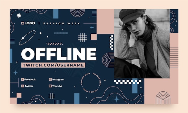 Flat design fashion week  twitch background