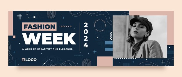 Flat design fashion week  twitter header