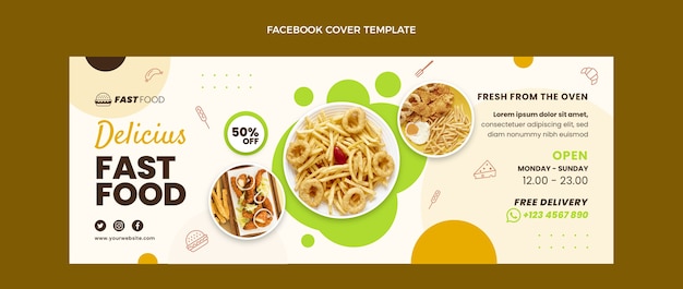 Free vector flat design fast food facebook cover