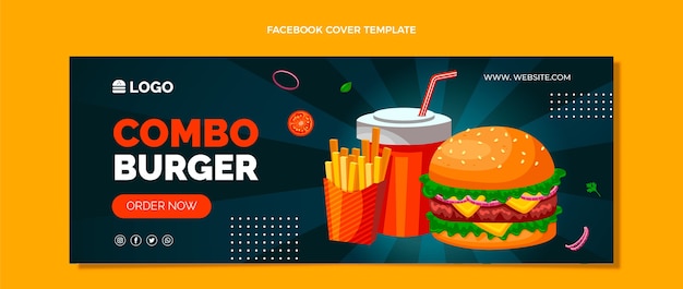 フラットデザインファーストフードFacebookカバー
