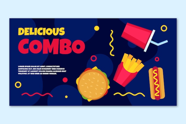 Flat design fast food facebook post