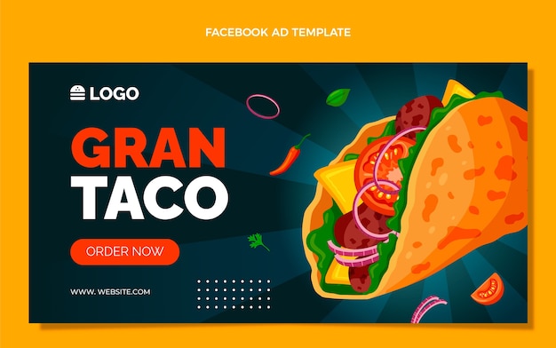 Vettore gratuito modello di facebook fast food design piatto