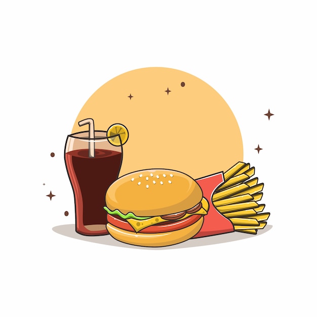 フラットなデザインファーストフードイラスト プレミアムベクター
