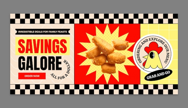 Vettore gratuito design di modello di banner di vendita di fast food a disegno piatto