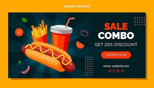 Free vector flat design fast food sale combo background