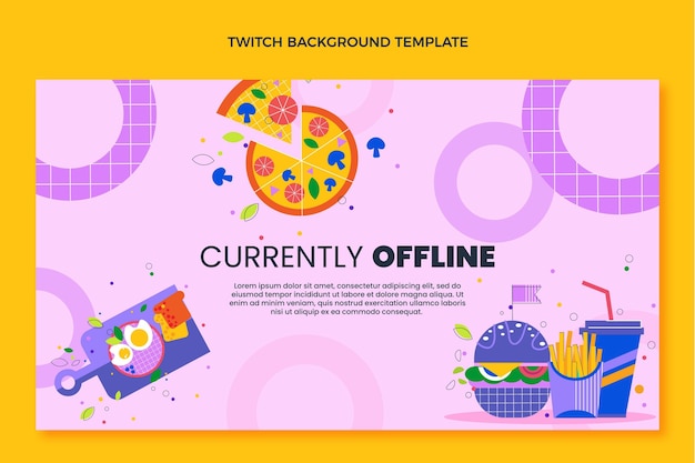 Flat design fast food twitch background