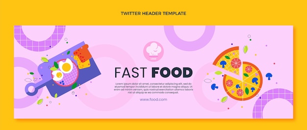 Flat design fast food twitter header