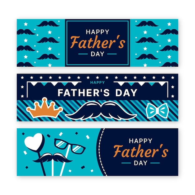 Free vector flat design father's day banners collection