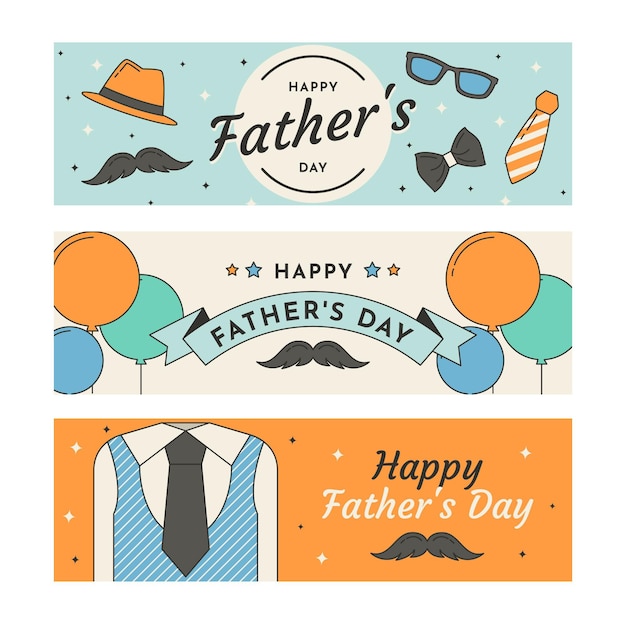 Flat design father's day banners pack