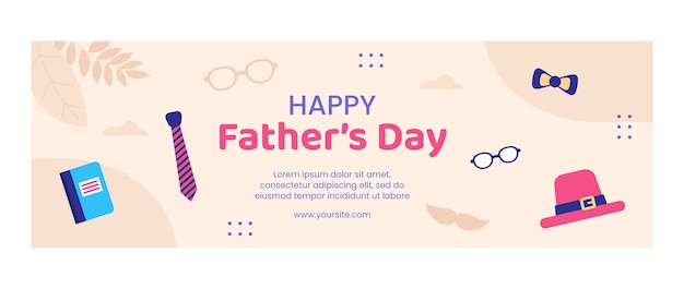 Vettore gratuito intestazione twitter di celebrazione della festa del papà design piatto