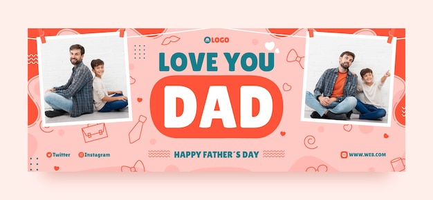 Flat design father's day facebook cover