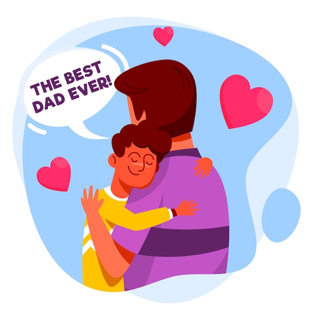 Flat design father's day illustration with boy