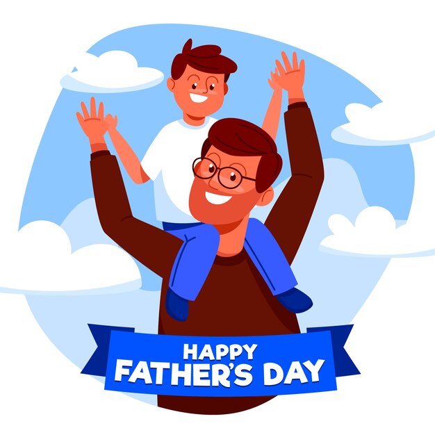 Flat design father's day illustration with child
