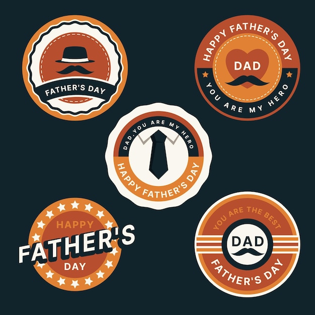 Flat design father's day labels collection