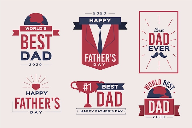 Flat design father's day labels