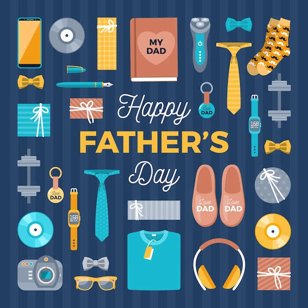 Flat design father's day man accessories