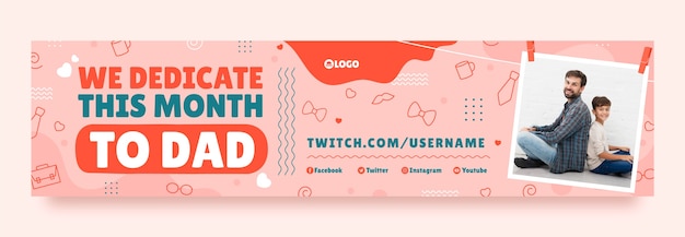 Free vector flat design father's day twitch banner