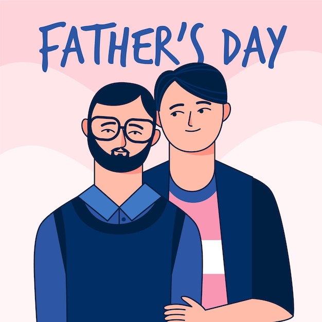 Flat design father's day wallpaper with father and son