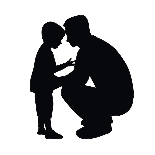 Flat design father and son silhouette