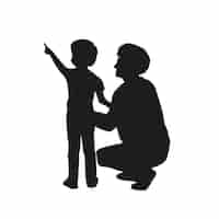 Free vector flat design father and son silhouette