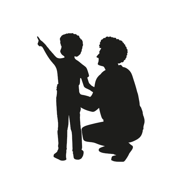 Flat design father and son silhouette