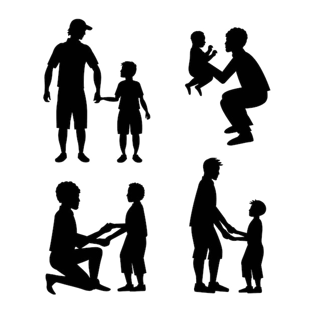 Free Vector flat design father and son silhouette