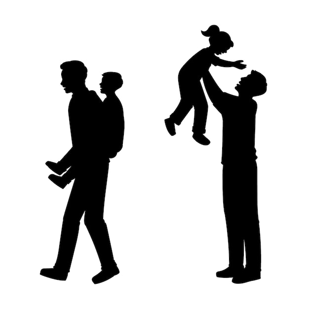 Flat design father and son silhouette