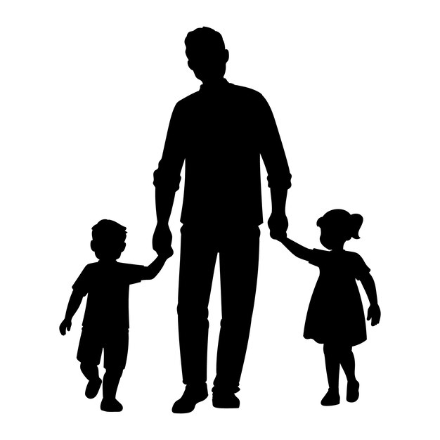 Flat design father and son silhouette