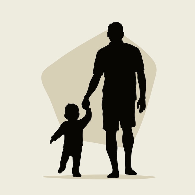 Flat design father and son silhouette